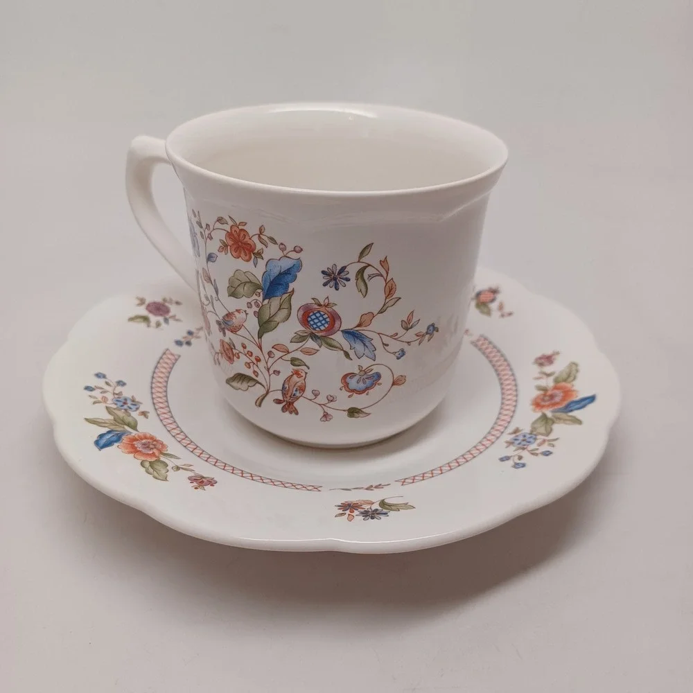 Lenox Wind Chimes Lantana‎ Fine China Tea Cup and Saucer Set Floral Bird USA